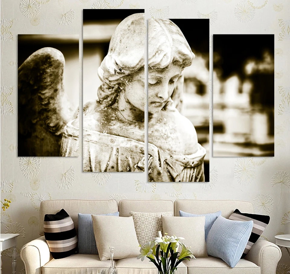 4 панели древняя ангельская девушка холст печать для гостиной живопись искусство