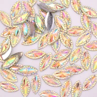 junao 7x15mm 9x20mm glitter ab rhinestones applique resin stones non sewing strass crystals horse eye flat back gems for crafts