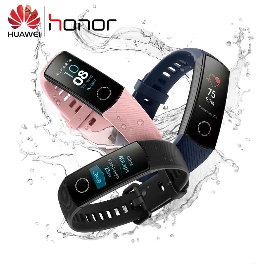 Умный Браслет huawei Honor Band 4 5 Amoled, цветной сенсорный экран 0,95 дюйма, для плавания, для обнаружения сердечного ритма, сна