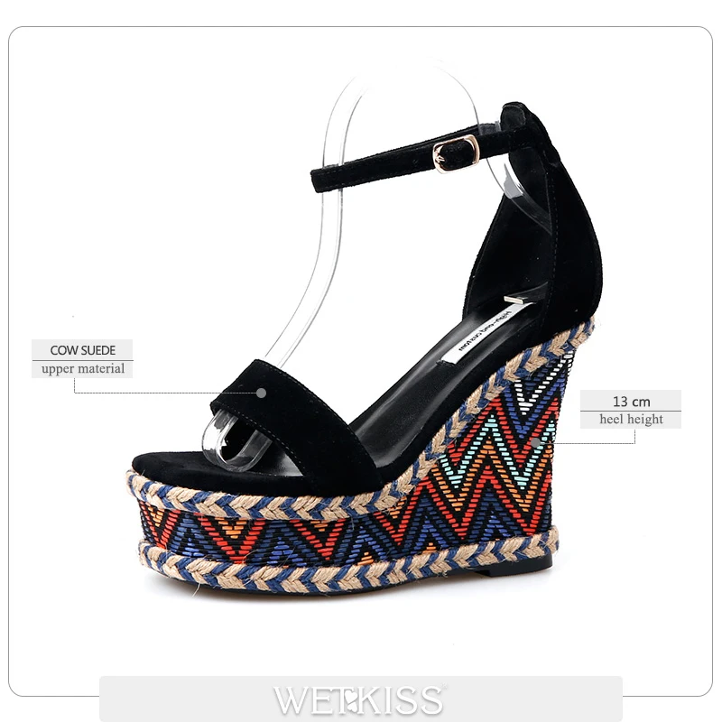 Женские замшевые босоножки на танкетке с ремешком щиколотке|Боссоножки и