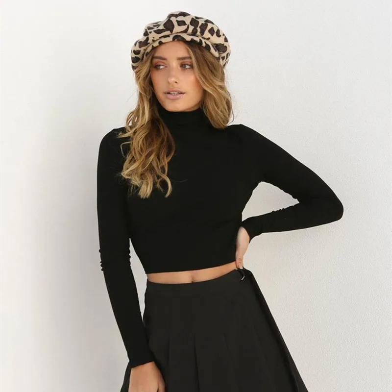 Женский свитер с высоким воротником черный или белый Повседневный пуловер