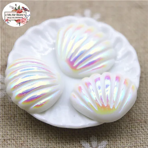 white 20pcs 20 шт полимер блестящий красочный seashell Flatback Кабошон DIY волос Лук Центр Скрапбукинг Ремесло 19x20 мм - Цвет: white 20pcs