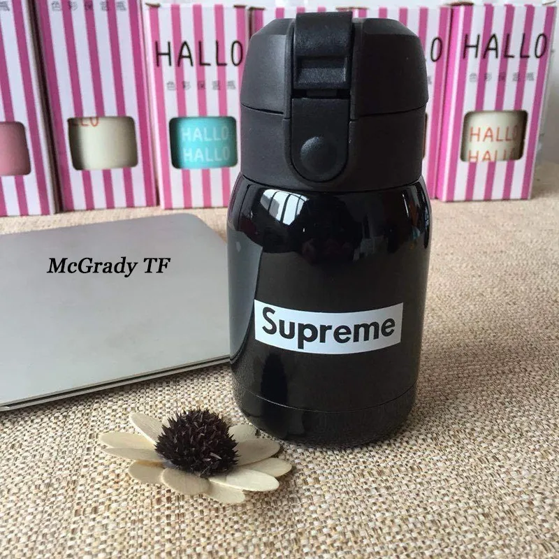 BlackSupreme Симпатичные настраиваемые термос нержавеющая сталь вакуумные чашки свет и портативный дети термос для воды, кофе чай кружки - Цвет: BlackSupreme