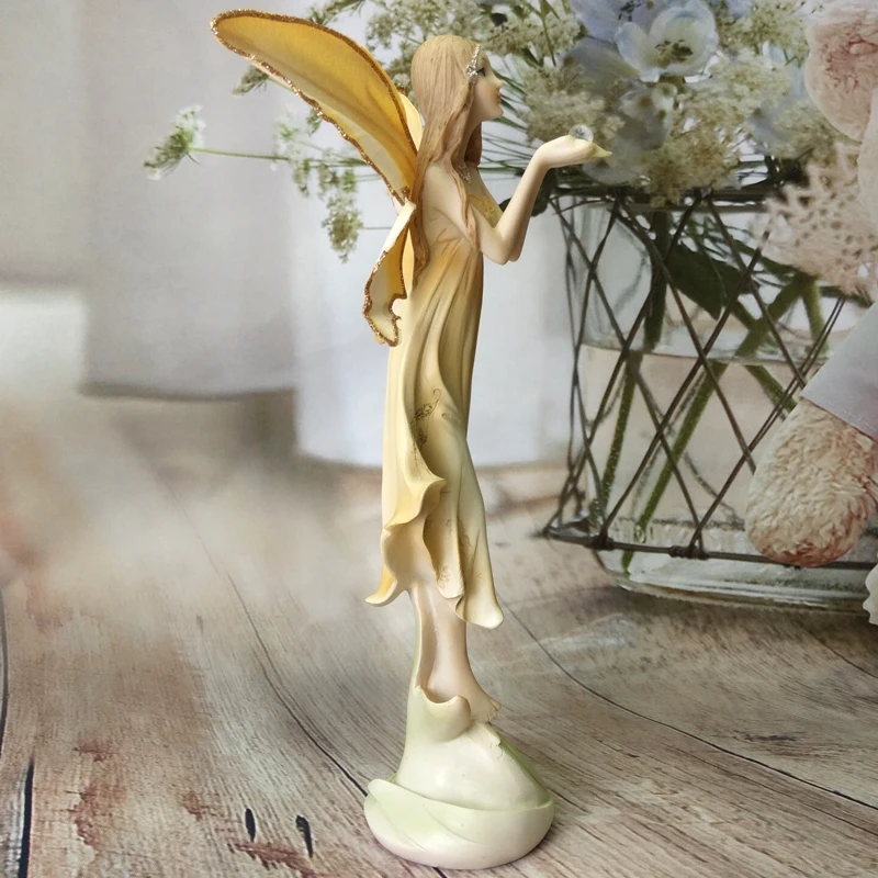 Садовая сказочная скульптура, фигурки Ангела из смолы, Цветочная сказочная статуэтка, украшения для красивой девушки, свадебные подарки, Рождественский Декор