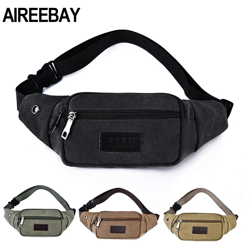 AIREEBAY поясная сумка для женщин и мужчин, поясная сумка унисекс, холщовая поясная сумка, поясная сумка на молнии, чехол для телефона, 110 см, длина ремня, фабрика OEM