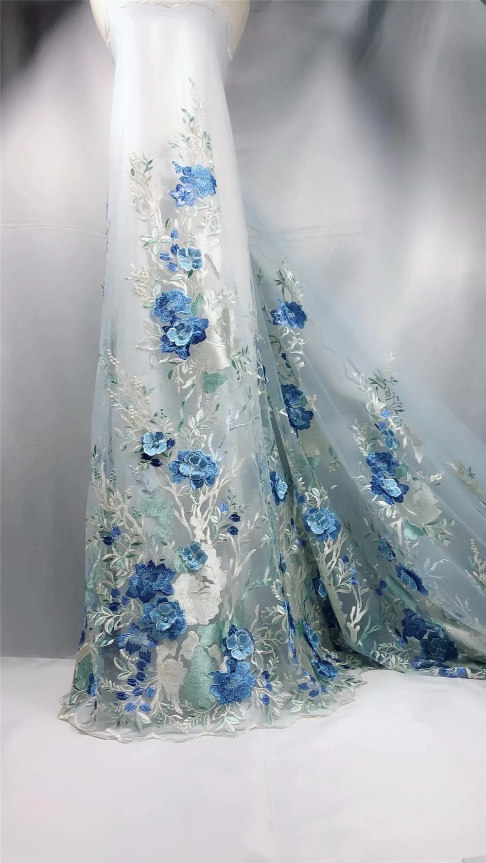 BUAETIFICAL French lace fabric with beaded 2017 Latest 3D embroidery flower nigerian tulle for women clothes LN76 | Дом и сад
