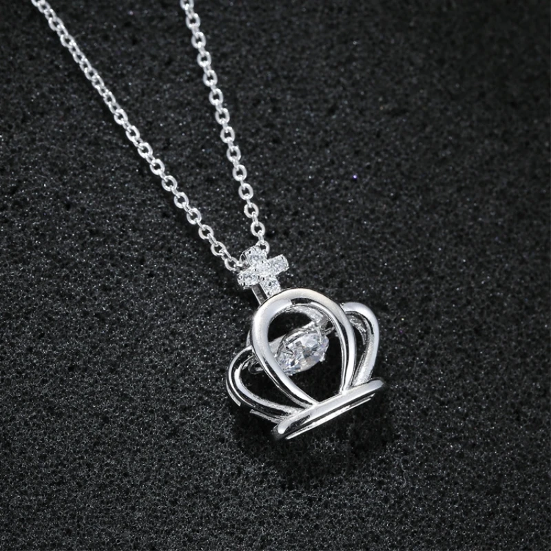 Korea Crown Elegant Pendant 925 Sterling Silver Clavicle Chain Temperament Trendy Female Necklace SNE213 | Украшения и аксессуары