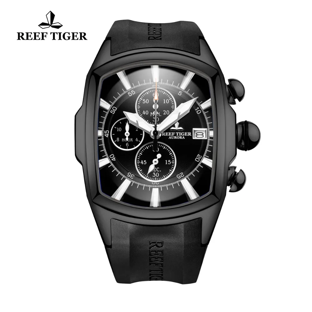 Спортивные часы Reef Tiger/RT синие водонепроницаемые с ремешком на резиновой подошве