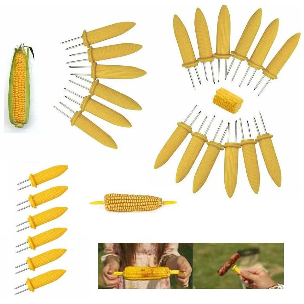 6 шт./партия перерабатываемые из нержавеющей стали двухзубные шампуры для