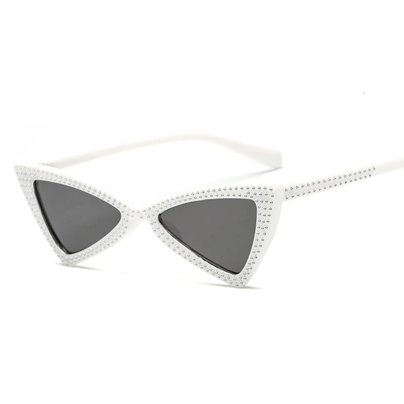 ALIKIAI Diamond Triangle Sunglasses Women Brand Luxury Crystal Cat Eye Ladies Small Black Angry Sun Glasses Oculos | Аксессуары для