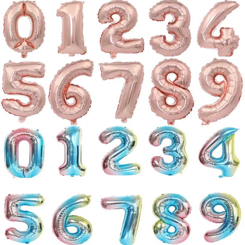 16 32 Inch Number Balloons Foil Ball Gold Silver Digital Globos Wedding Birthday Party Decorations Baby Shower Supplies images - 2