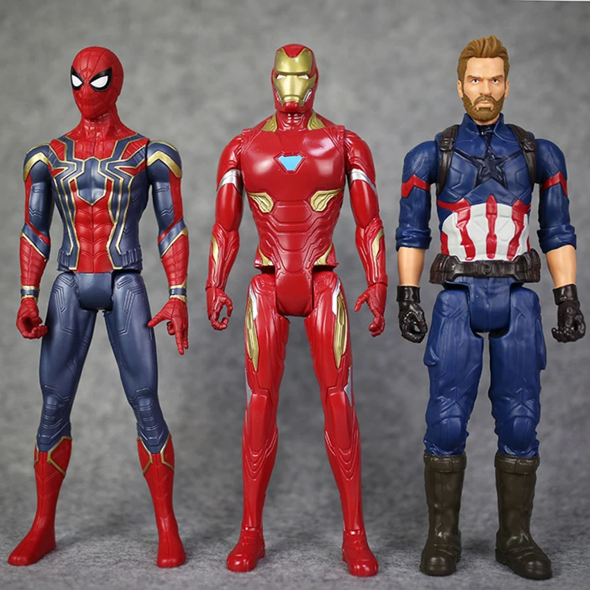 30 см Marvel Мстители игрушки Железный человек Капитан Америка Человек-паук Халк рейтеон Черная пантера ПВХ супер герой Детская кукла игрушка
