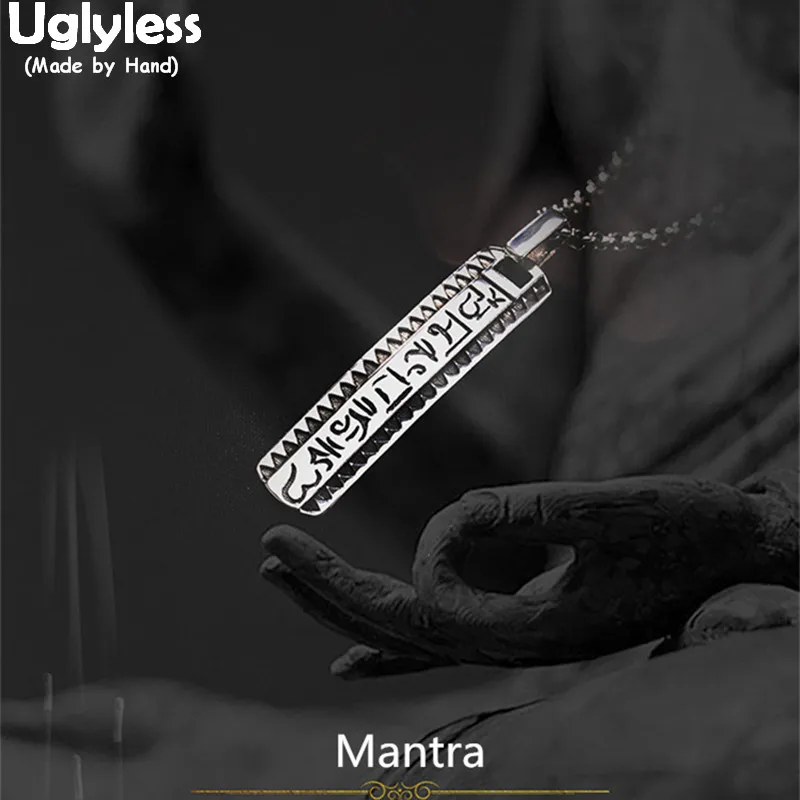 Uglyless реальная планета тайского серебра Буддизм Кулон мантра без цепочек унисекс