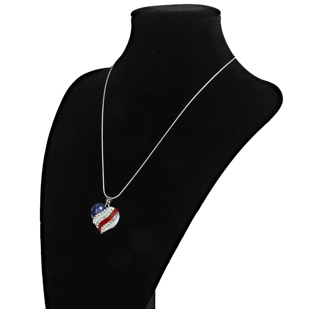 Модный американский США флаг сердце горный хрусталь декорированный кулон