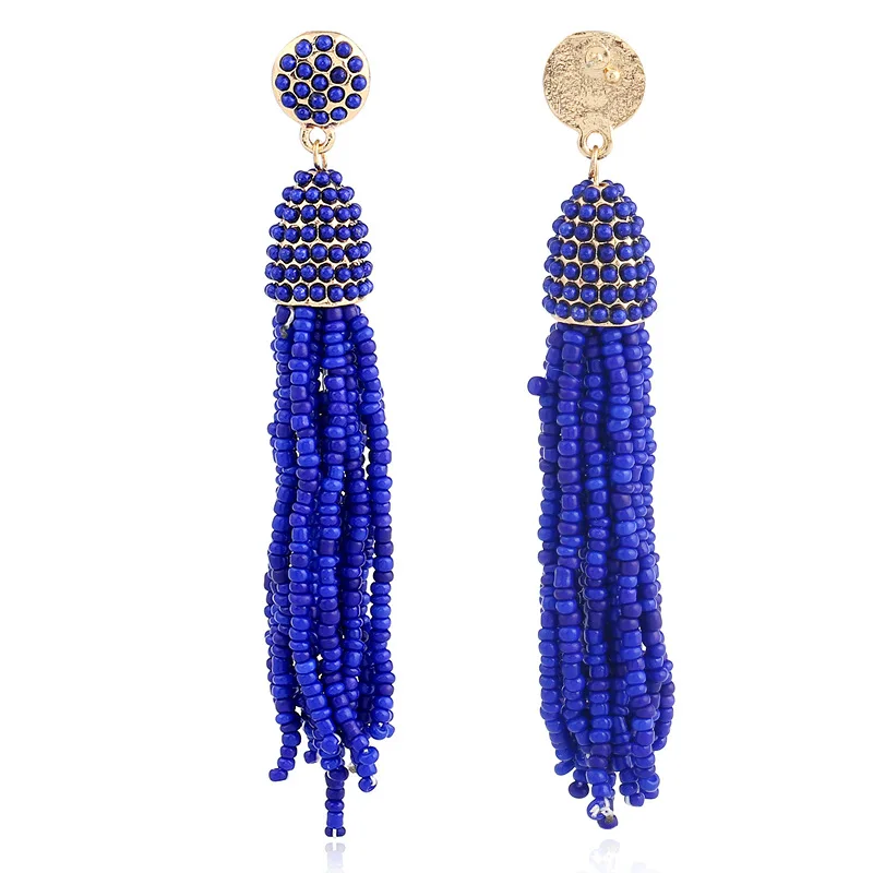 1 pairs Seed Beads Long Tassel Earrings Handmade Weaving Drop | Украшения и аксессуары