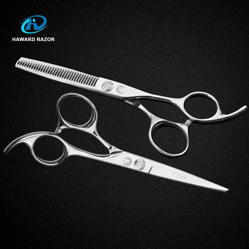 Волк 6 дюймов резка и истончение ножницы салон парикмахерский набор из