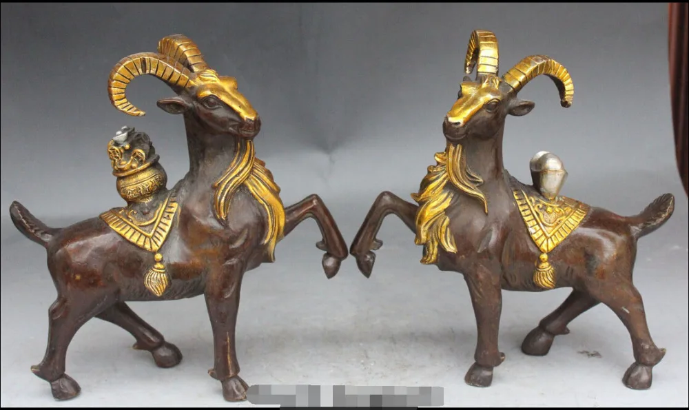 

Xd 002102 10 "китайская Бронзовая позолоченная статуя зодиака, животное, овечка, коза, богатство, монеты, пара