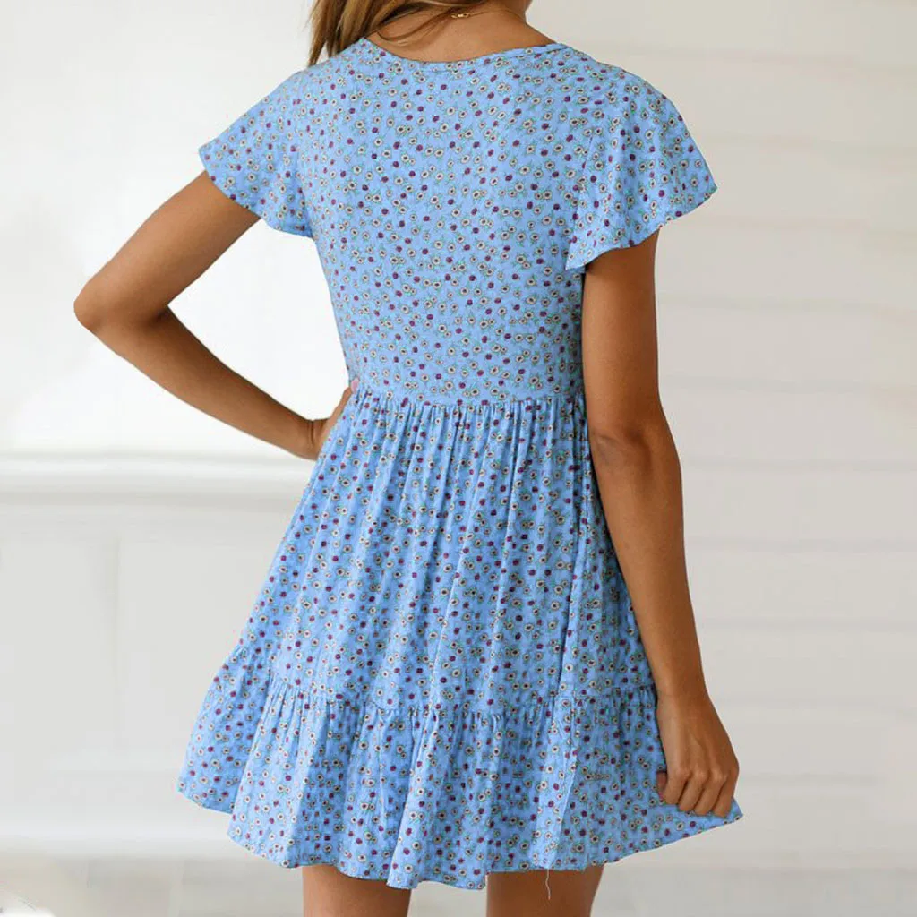 SAGACE женское богемное платье цветочное летнее вечернее пляжное Короткое мини