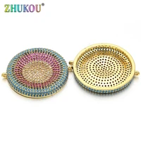 25mm brass cubic zirconia round rainbow color connectors charms diy jewelry bracelet necklace making model vs78