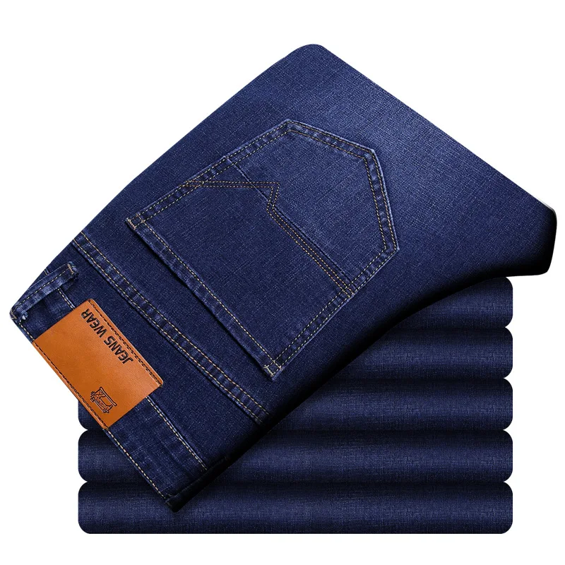 Новые джинсы мужские прямые брюки классические джинсовые эластичные модные