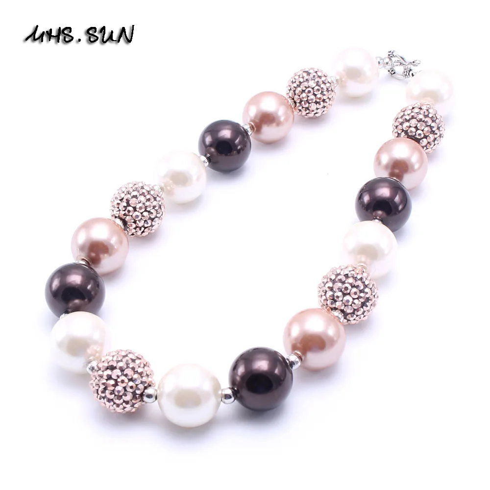 MHS.SUN Baby Girls Cute Beads Necklace Kids Chunky Bubblegum Fashion Children Toddler Jewelry Handmade Gifts | Украшения и
