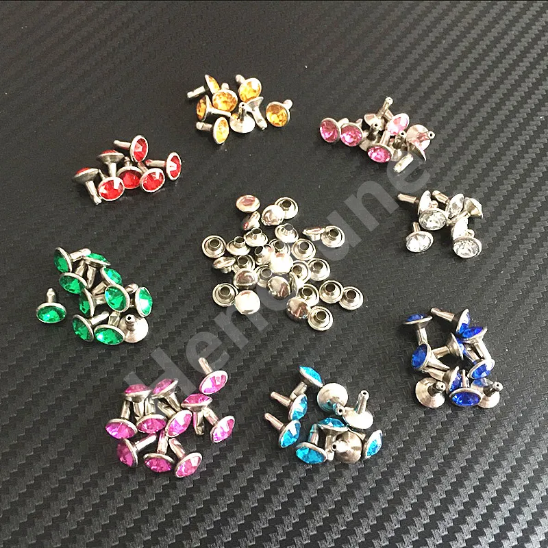 20pcs 8MM 8 Colors Rhinestone Rivets Jeans Bags Shoes Craft Decorative Spikes and Studs Nails Accessories for DIY Leather Decor | Дом и сад