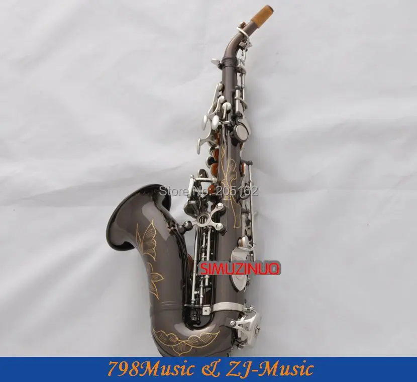 Черный никелевый изогнутый саксофон сопрано Bb sax Abalone Key High F # с чехлом|curved soprano|curved