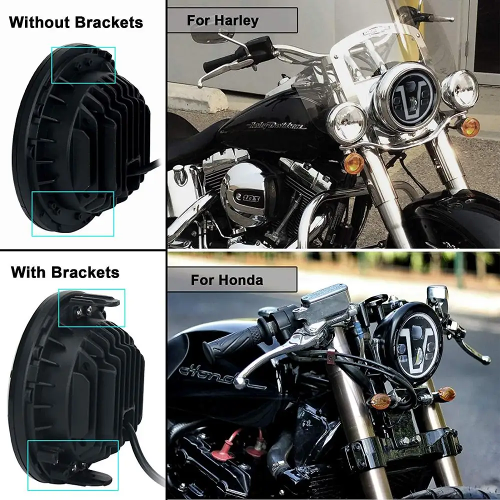 7 дюймовая фара мотоциклетный налобный фонарь белый и желтый гало для Harley Davidson| |