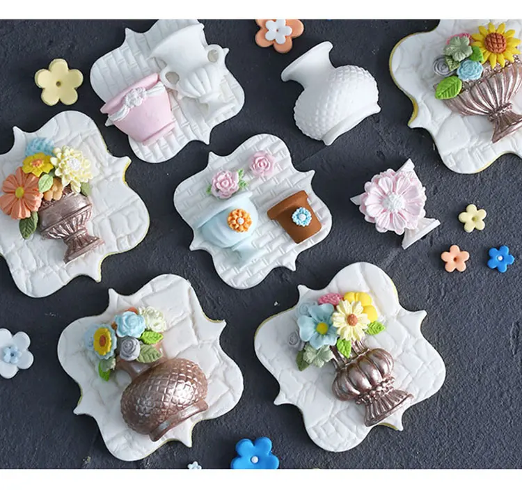 3D Цветочный горшок Силиконовая Форма ваза помадка форма для печенья кекс