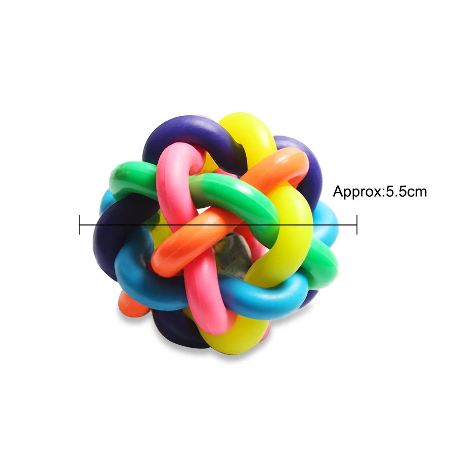 Rubber Squeaky Dog Toys Cotton Rope Ball Interactive Dog Toy Drawstring Tennis Ball Pet Chew Knot Puppy Multicolor Bell Ball