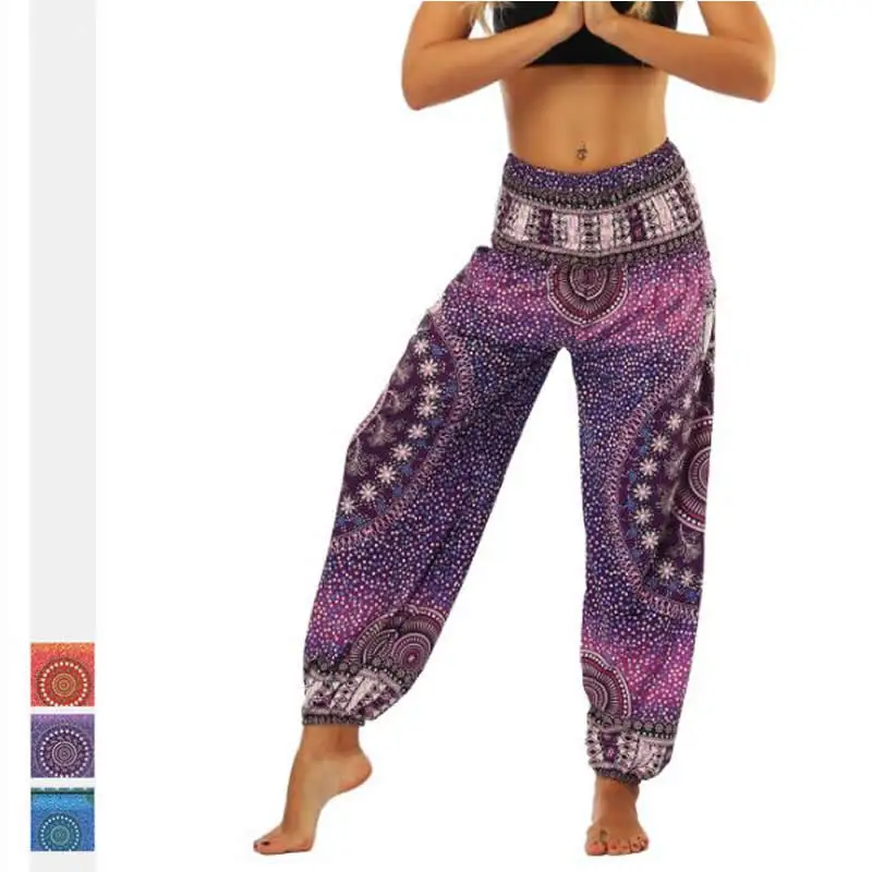 2021 модные брюки с богемным принтом праздничные пляжные шаровары Свободные