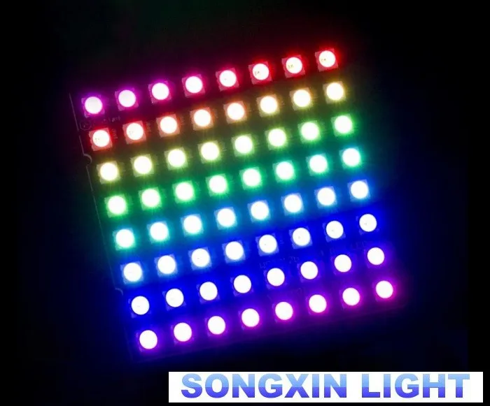 WS2812 светодиодный 5050 RGB 8x8 СВЕТОДИОДНЫЙ матричный модуль для Arduino Фирменная Новинка WS2812B 8*8 64-разрядные полные Цвет 5050 RGB светодиодный светильник Панель светильник