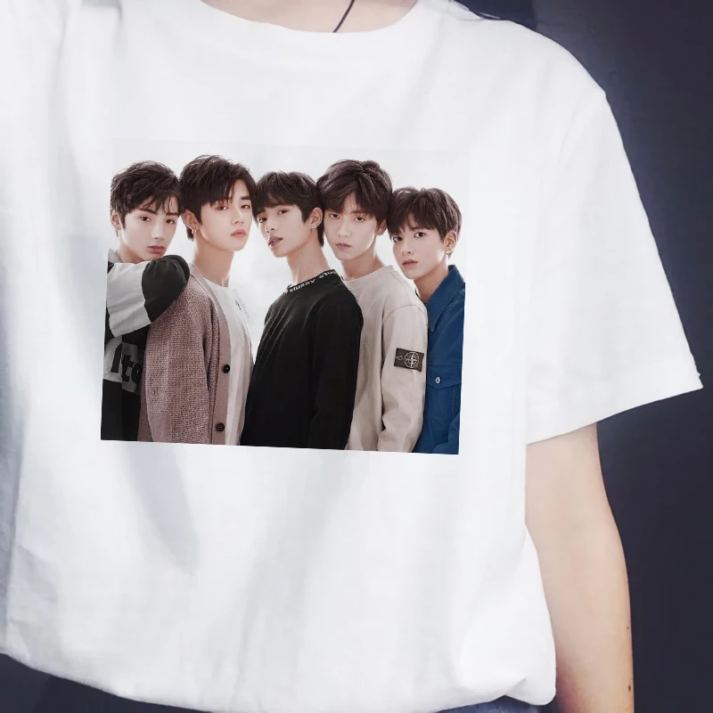 Футболка женская с принтом Kpop Idols TXT Повседневная белая рубашка в стиле Харадзюку