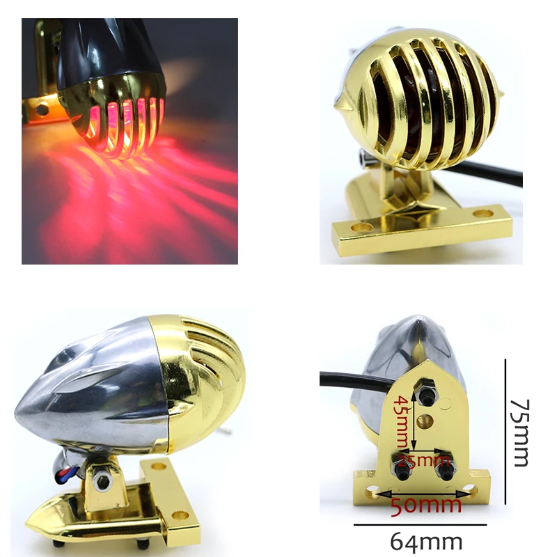 

Universal Motorcycle DC 12V Refit Tail Light 35W Scooter Retro Turn Signal Lights Motorbike Gold Parking Light Motor Brake Lamp
