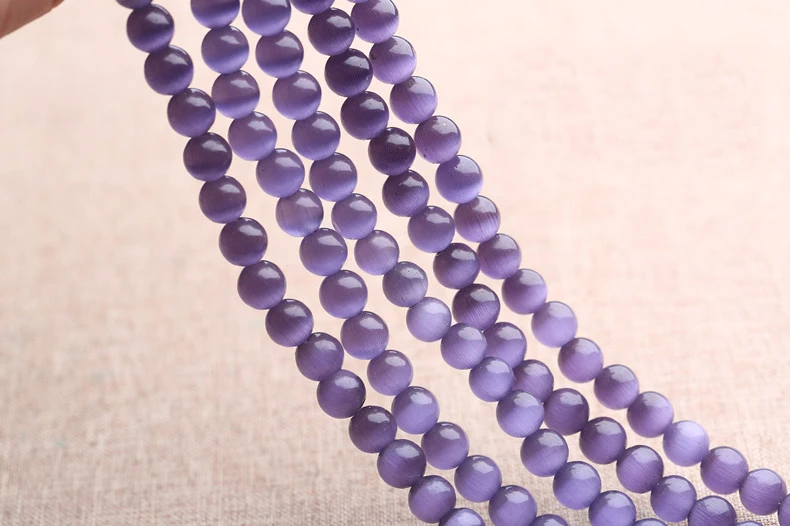 Purple Cat Eye Розовый белый голубой кошачий глаз круглые бусины 4 6 8 10 12 мм натуральный камень бусины для изготовления ювелирных изделий 15 дюймов - Цвет: Purple Cat Eye