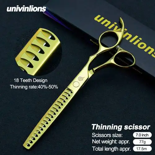 gold shark teeth Univinlions " ножницы для стрижки собак Ножницы для собак Ножницы Для Стрижки животных и кошек ножницы для утончения собак изогнутые ножницы набор инструментов - Цвет: gold shark teeth