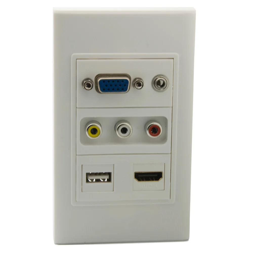 120X70 настенная пластина с VGA 3 5 мм аудио 3RCA HDMI USB поддержка DIY|Удлинители