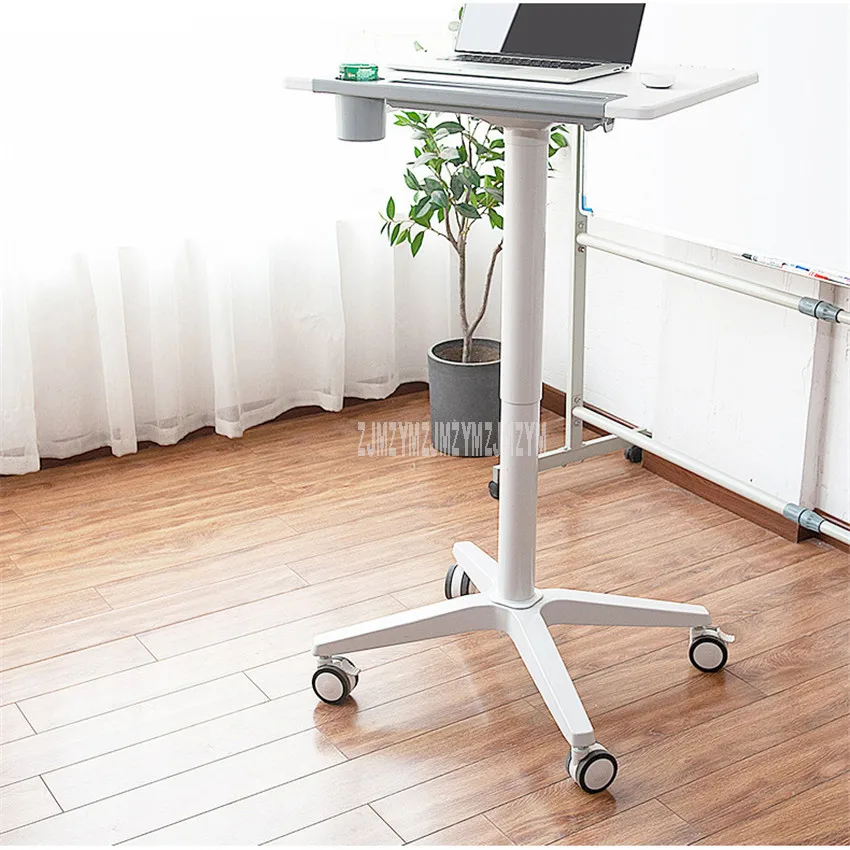 Movable Laptop Desk With 4 Wheel Height Liftable Bed Side Table For Laptop Desk Notebook Stand Tray Aluminum Alloy Base UP110
