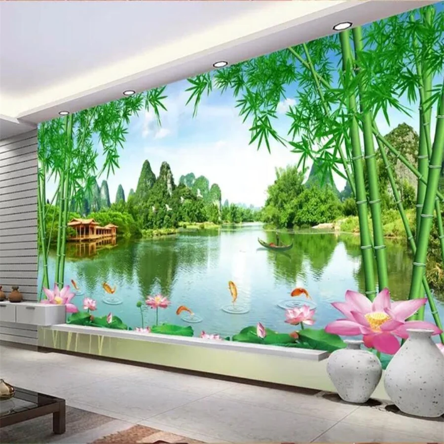 Wellyu пользовательские обои 3d большие фото фрески горы прозрачный пейзаж Jiangnan