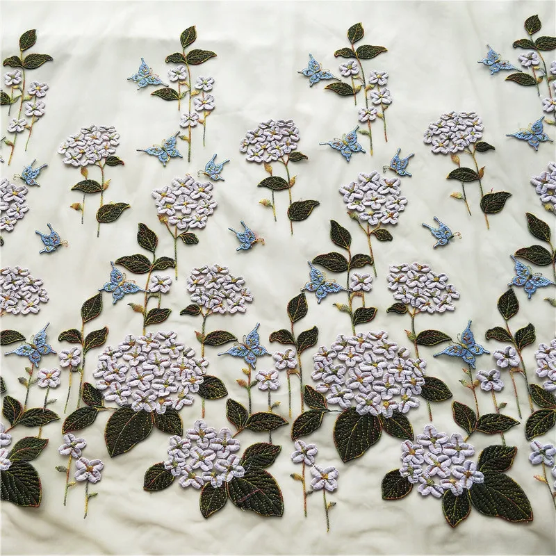 LASUI Новинка 3 цвета Изысканная Гортензия кружевная вышивка бабочки ткань мягкая