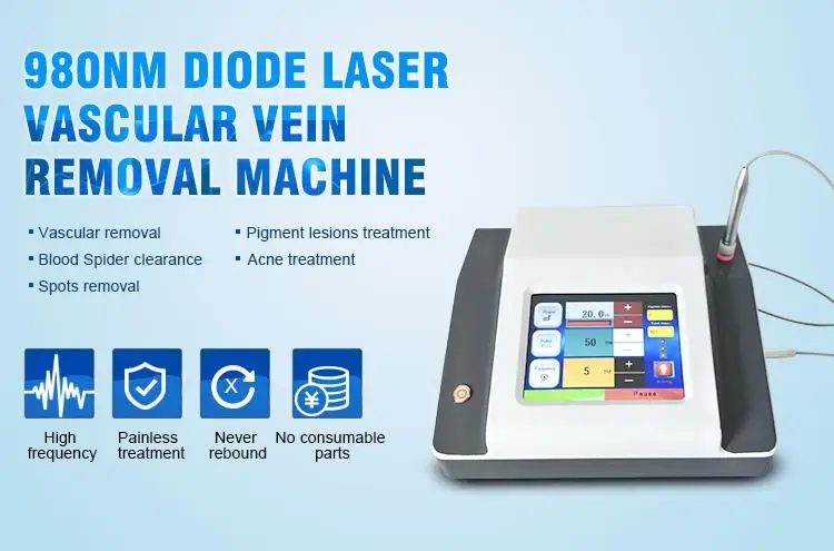 

High quality 980 diode vascular laser spider vein removal machine laser diode 980nm vascular removal skin rejuvenation CE/DHL