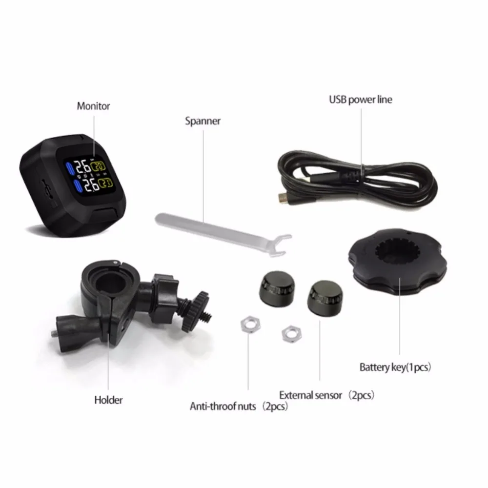 tire pressure monitor system Waterproof Lightning-proof General Wireless TPMS Motorcycle Tire Pressure Monitoring System For Two