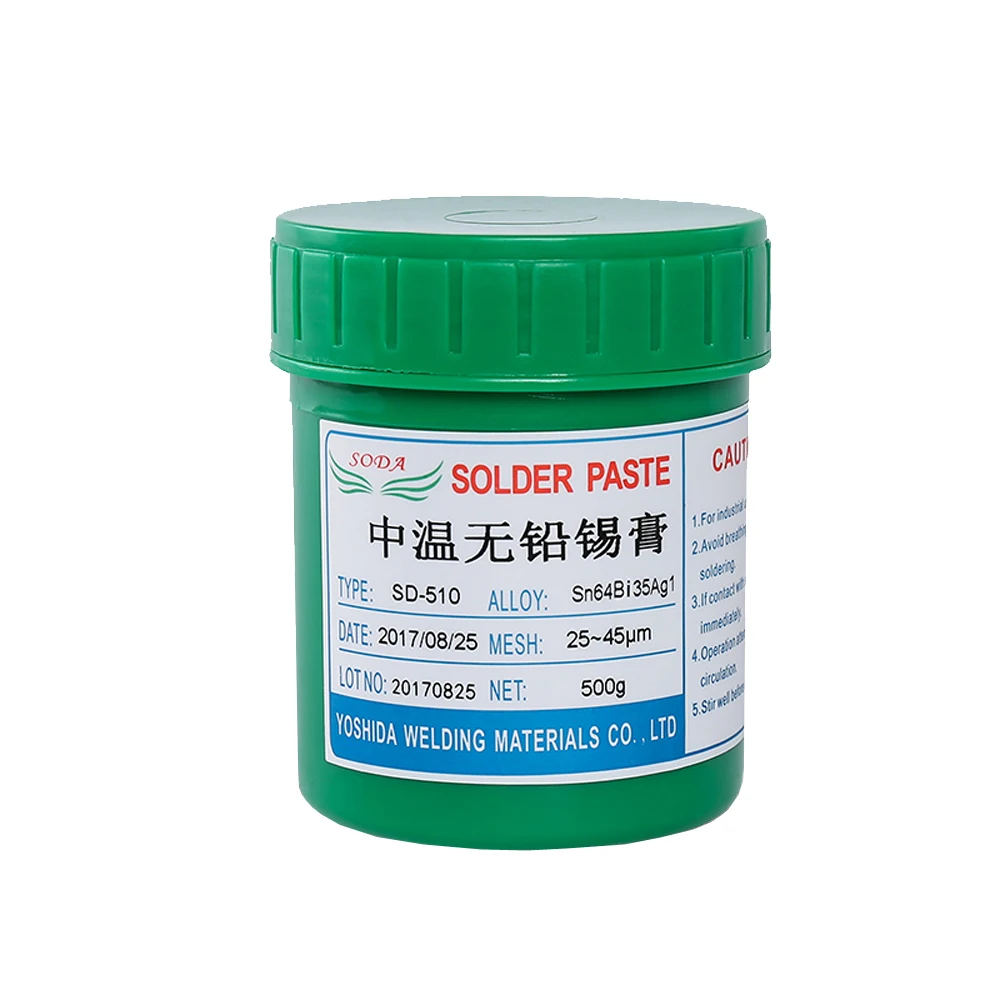 SD-510 Medium Temperature Lead-Free SMT 500g Solder Paste Computer Motherboard Welding LED Home Appliance Repair Sn64Bi35Ag1 | Инструменты