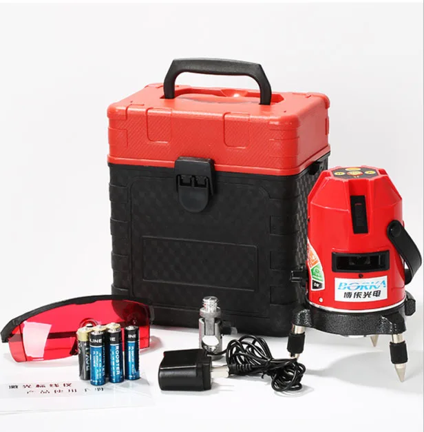 Free shipping whole set Borka 5 lines 4V1H points laser line cross rotary level self-leveling | Инструменты
