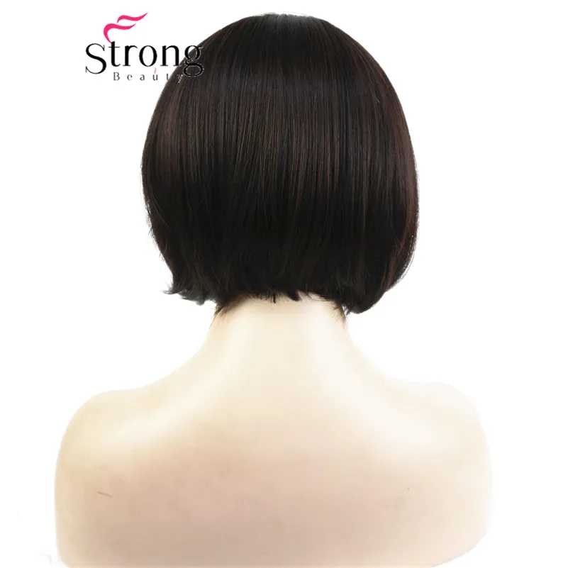 StrongBeauty короткий прямой темно-коричневый выделенный Боб, боковая обметка синтетические парики выбор цвета