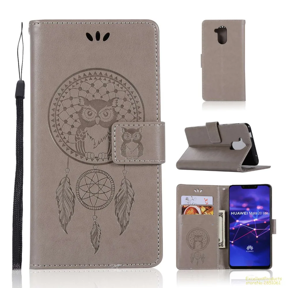 Vintage Retro owl Pattern Flip Stand PU Leather Cell Phone Wallet Case Cover for Huawei Mate 20 Lite Pro phone cases | Мобильные