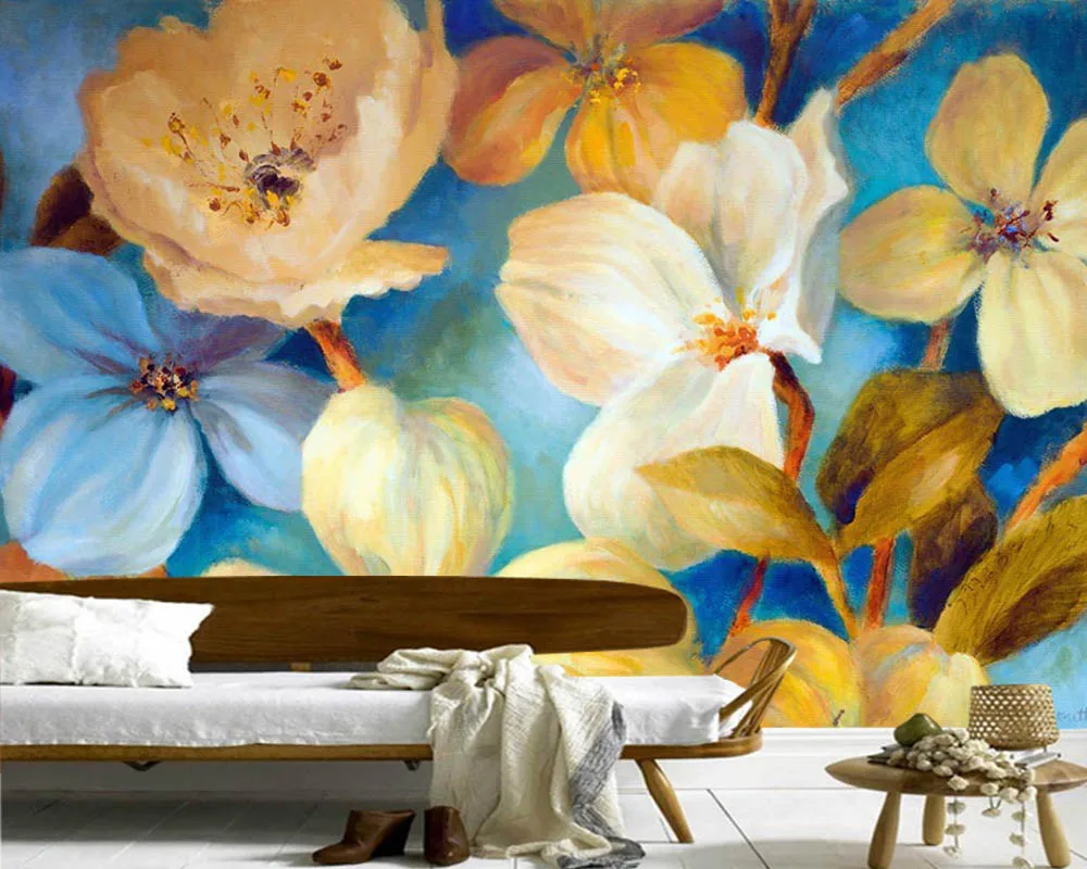 3D обои с акварельными цветами для гостиной дивана телевизора спальни настенные