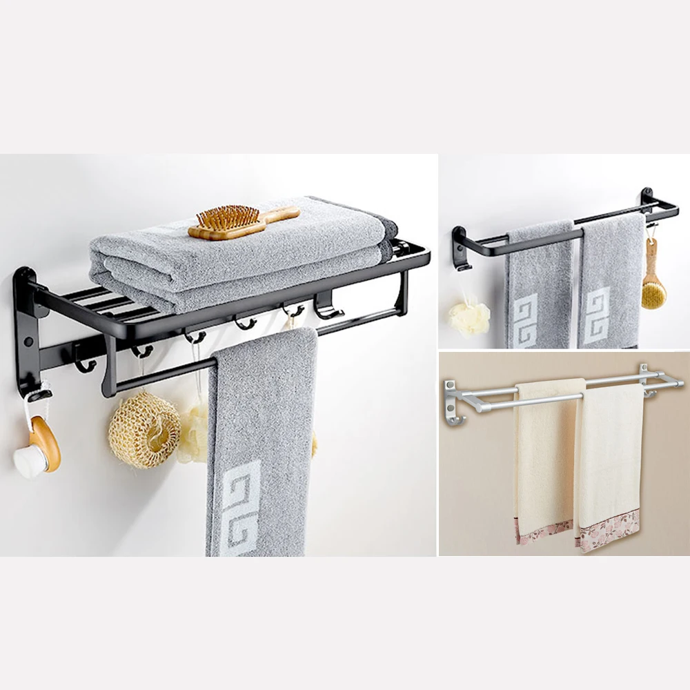 Настенная вешалка для полотенец в современном стиле алюминиевая серебристая