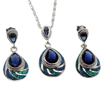 hermosa fire australian opal jewelry set silver color earrings pendant necklace set modern beauty women gift