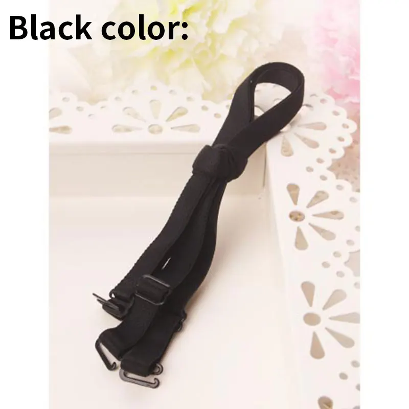 Black color Цветное нижнее белье, регулируемые съемные плечи, Эластичные аксессуары, бюстгальтер, ремни для бюстгальтера, ширина 1,0 см, 10 мм, Нескользящие - Цвет: Black color